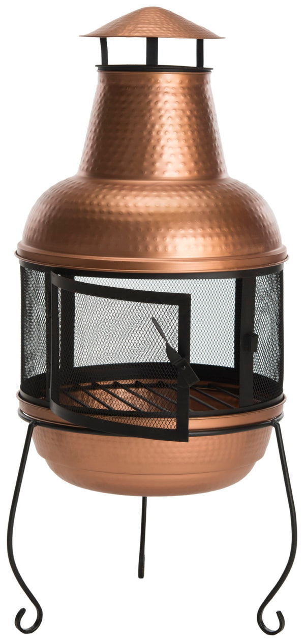 Safavieh LIMA Copper & Black Chiminea Fire Pit - Elegant, Compact Design for Cozy Outdoor Ambiance & Heat PIT1000A