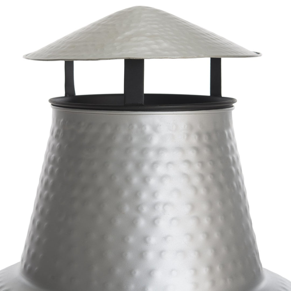 Safavieh CARTAGENA Fire Pit - Silver & Black Slim Chiminea for Cozy Outdoor Gatherings and Decor PIT1001A