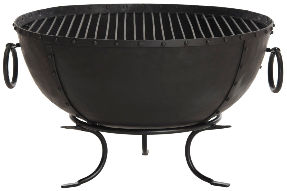 Safavieh BRAZIL Wood-Burning Fire Pit in Matte Black Iron – Roman-Inspired Design for Outdoor Ambiance & Warmth PIT1004A