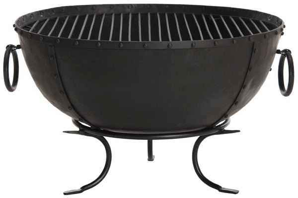 Safavieh BRAZIL Wood-Burning Fire Pit in Matte Black Iron – Roman-Inspired Design for Outdoor Ambiance & Warmth PIT1004A