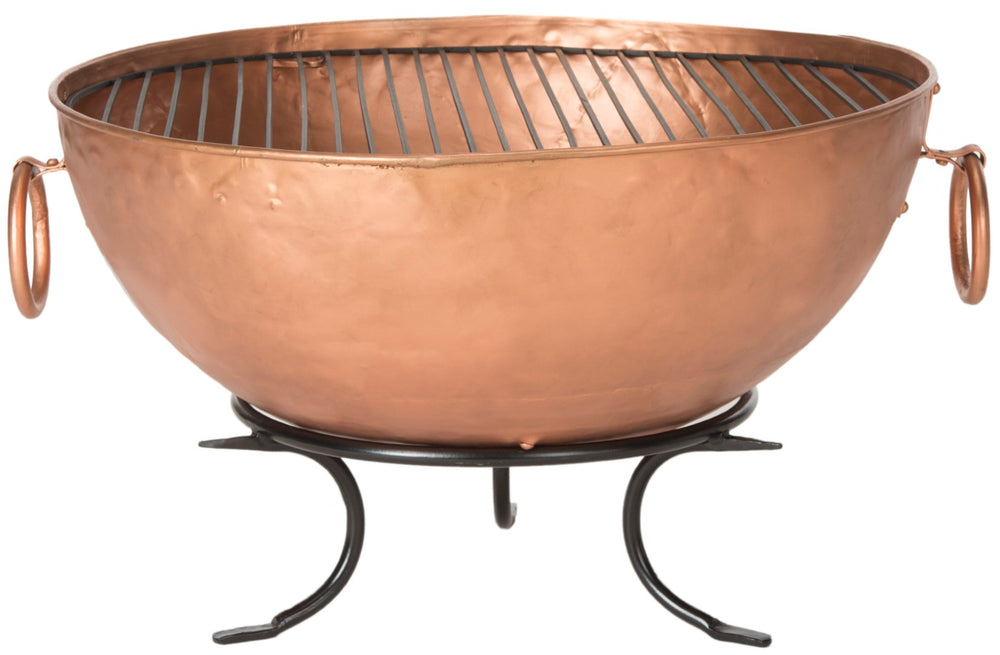 Safavieh BANGKOK Classic Wood-Burning Fire Pit - Elegant Copper & Black Iron Design for Outdoor Gatherings PIT1005A