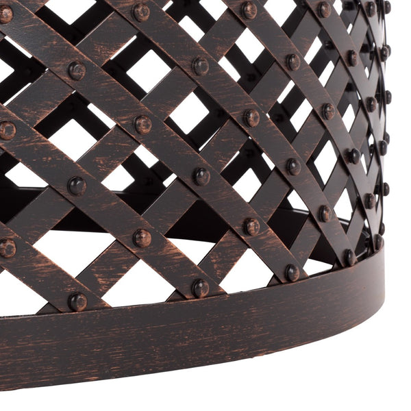 Safavieh JAMACIA Fire Pit - Rustic Copper & Black, Lattice Bowl, Spark Screen for Cozy Outdoor Gatherings PIT1007A