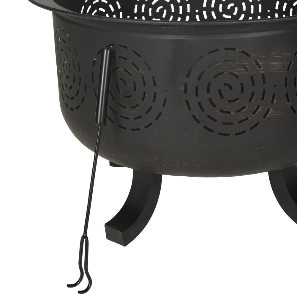 Safavieh NEGRIL Copper & Black Kettle Drum Fire Pit - Cozy Outdoor Wood-Burning Pit for Gatherings & Patios PIT1016A