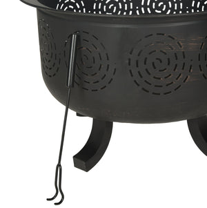 Safavieh NEGRIL Copper & Black Kettle Drum Fire Pit - Cozy Outdoor Wood-Burning Pit for Gatherings & Patios PIT1016A