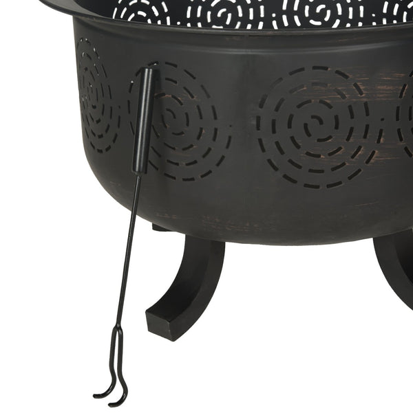 Safavieh NEGRIL Copper & Black Kettle Drum Fire Pit - Cozy Outdoor Wood-Burning Pit for Gatherings & Patios PIT1016A