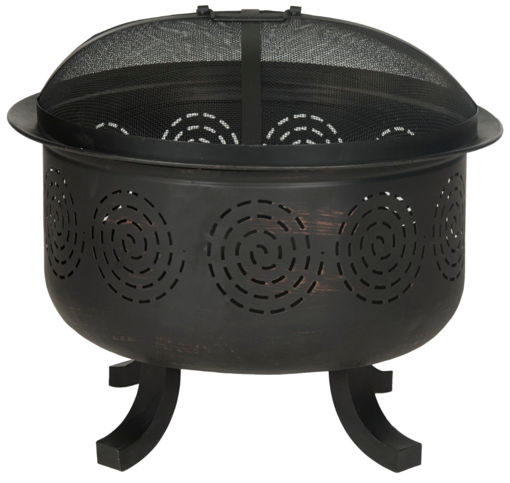 Safavieh NEGRIL Copper & Black Kettle Drum Fire Pit - Cozy Outdoor Wood-Burning Pit for Gatherings & Patios PIT1016A