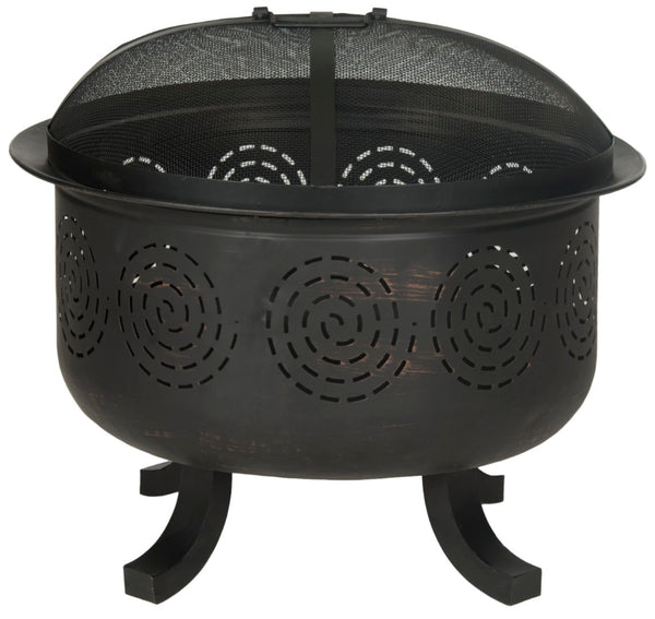 Safavieh NEGRIL Copper & Black Kettle Drum Fire Pit - Cozy Outdoor Wood-Burning Pit for Gatherings & Patios PIT1016A