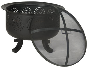 Safavieh NEGRIL Copper & Black Kettle Drum Fire Pit - Cozy Outdoor Wood-Burning Pit for Gatherings & Patios PIT1016A