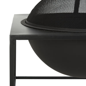 Safavieh LEROS Modern Square Fire Pit in Black Steel - Stylish, Durable & Perfect for Outdoor Entertaining PIT2002A