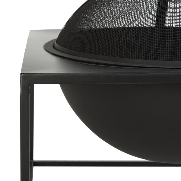 Safavieh LEROS Modern Square Fire Pit in Black Steel - Stylish, Durable & Perfect for Outdoor Entertaining PIT2002A