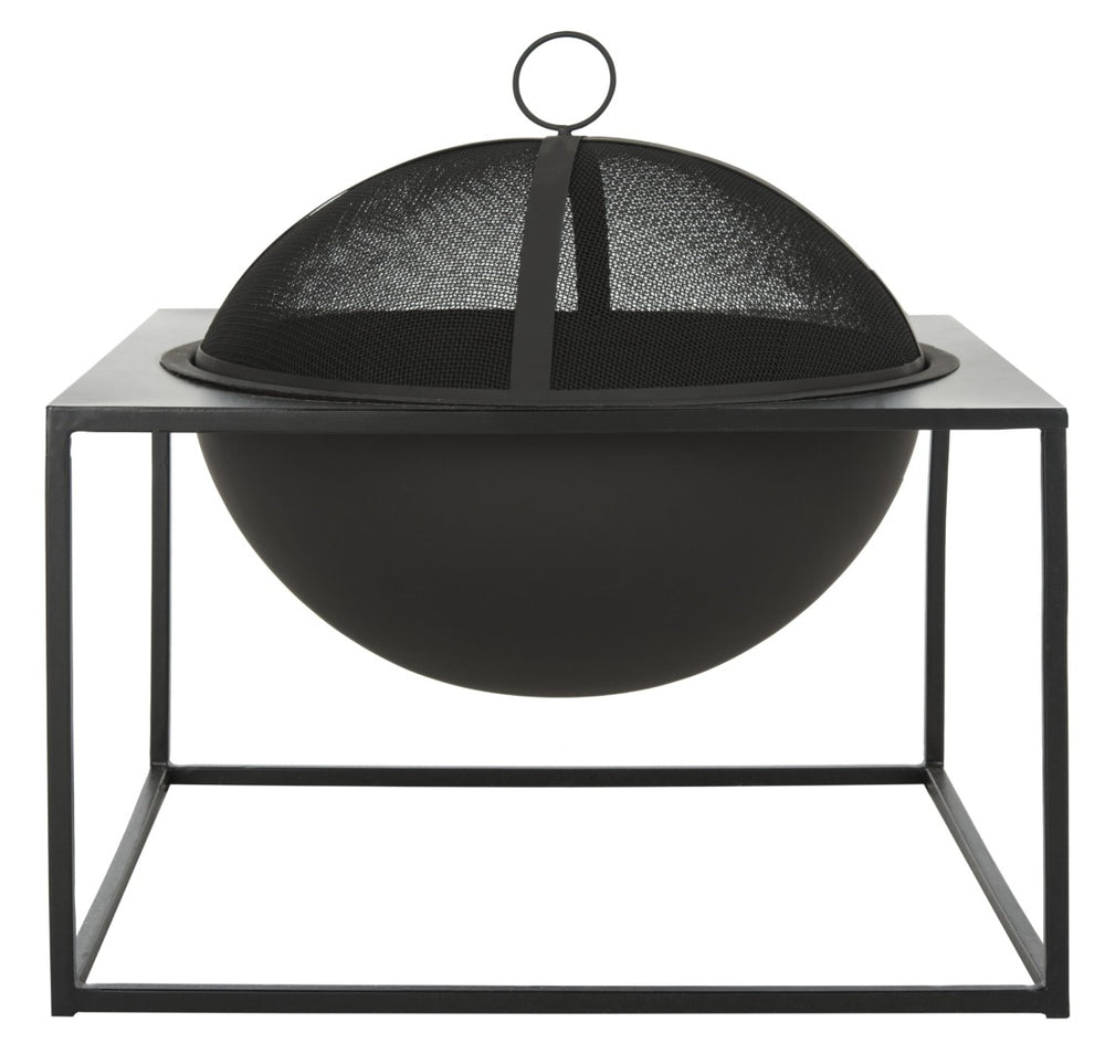 Safavieh LEROS Modern Square Fire Pit in Black Steel - Stylish, Durable & Perfect for Outdoor Entertaining PIT2002A