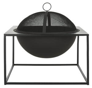 Safavieh LEROS Modern Square Fire Pit in Black Steel - Stylish, Durable & Perfect for Outdoor Entertaining PIT2002A