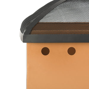 Safavieh WYATT Modern Square Fire Pit in Black & Copper with Safe Removable Screen & Log Tongs for Outdoors PIT2004A