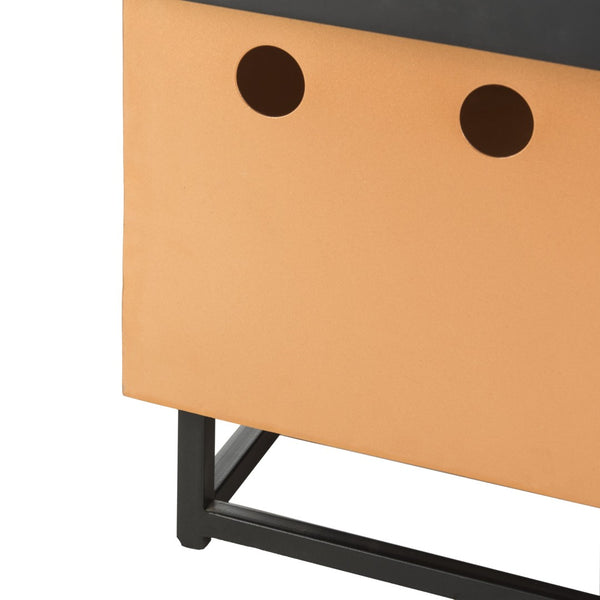 Safavieh WYATT Modern Square Fire Pit in Black & Copper with Safe Removable Screen & Log Tongs for Outdoors PIT2004A