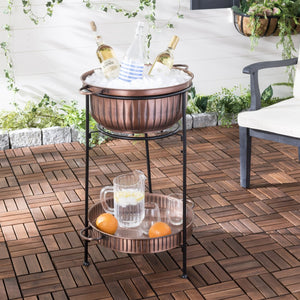 Safavieh NAKA Beverage Tub Stand - Vintage-Inspired Antique Copper & Matte Black - Stylish Outdoor Entertaining PIT2006A