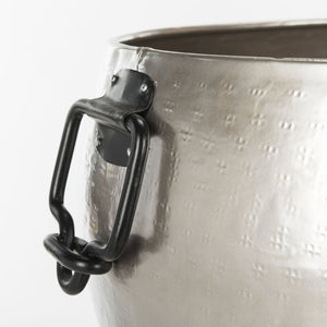 Safavieh AZOV Hammered Pewter Beverage Tub with Matt Black Steel Stand - Perfect for Stylish Outdoor Entertaining! PIT2007A
