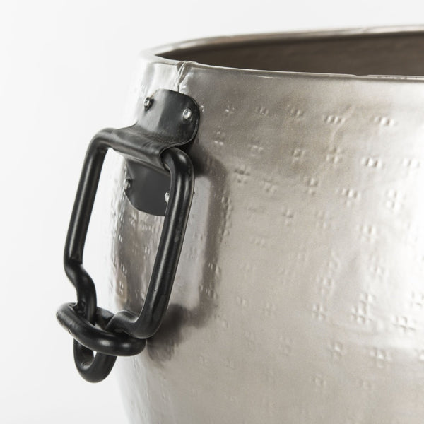 Safavieh AZOV Hammered Pewter Beverage Tub with Matt Black Steel Stand - Perfect for Stylish Outdoor Entertaining! PIT2007A