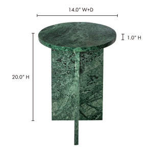 Moe's Home Grace Sculptural Accent Table In Elegant Marble For Effortless Calm And Versatile Living Spaces Green Solid Marble Pj-1021-16