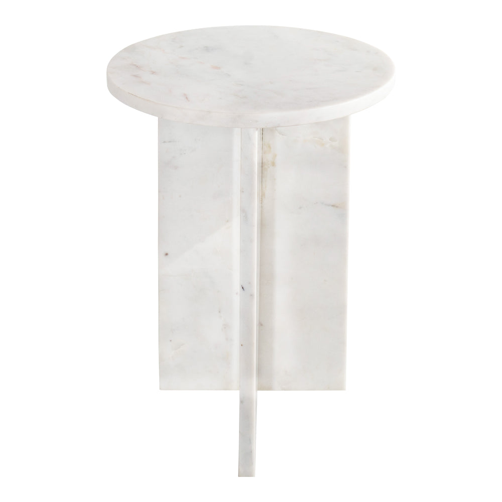 Moe's Home Grace Accent Table - Sculptural Solid Marble Design For Versatile Living Space Style And Calm White Solid Marble Pj-1021-18