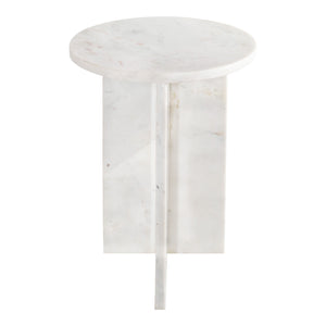 Moe's Home Grace Accent Table - Sculptural Solid Marble Design For Versatile Living Space Style And Calm White Solid Marble Pj-1021-18