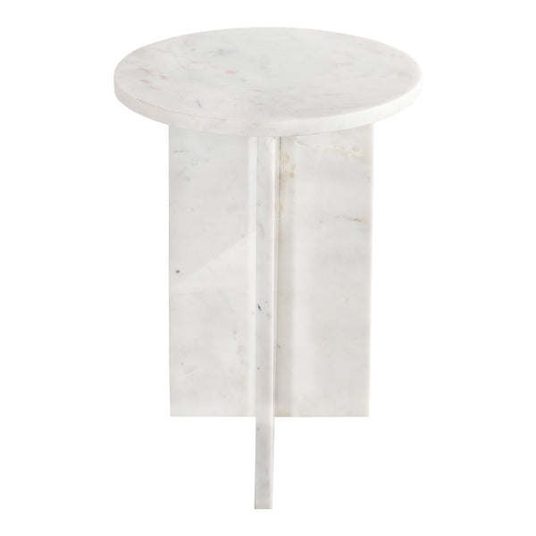Moe's Home Grace Accent Table - Sculptural Solid Marble Design For Versatile Living Space Style And Calm White Solid Marble Pj-1021-18