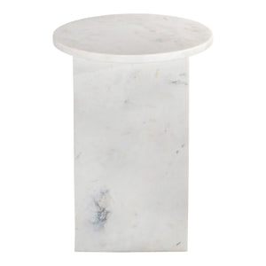Moe's Home Grace Accent Table - Sculptural Solid Marble Design For Versatile Living Space Style And Calm White Solid Marble Pj-1021-18