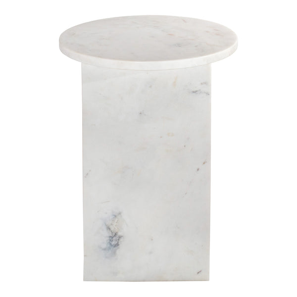 Moe's Home Grace Accent Table - Sculptural Solid Marble Design For Versatile Living Space Style And Calm White Solid Marble Pj-1021-18