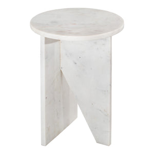 Moe's Home Grace Accent Table - Sculptural Solid Marble Design For Versatile Living Space Style And Calm White Solid Marble Pj-1021-18