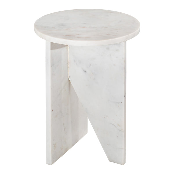 Moe's Home Grace Accent Table - Sculptural Solid Marble Design For Versatile Living Space Style And Calm White Solid Marble Pj-1021-18