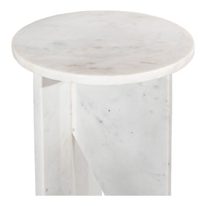 Moe's Home Grace Accent Table - Sculptural Solid Marble Design For Versatile Living Space Style And Calm White Solid Marble Pj-1021-18