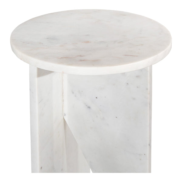 Moe's Home Grace Accent Table - Sculptural Solid Marble Design For Versatile Living Space Style And Calm White Solid Marble Pj-1021-18