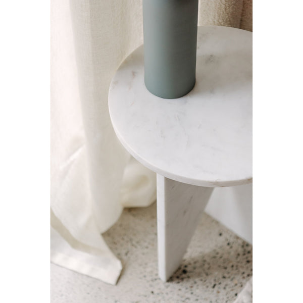 Moe's Home Grace Accent Table - Sculptural Solid Marble Design For Versatile Living Space Style And Calm White Solid Marble Pj-1021-18