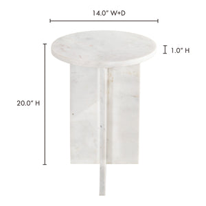 Moe's Home Grace Accent Table - Sculptural Solid Marble Design For Versatile Living Space Style And Calm White Solid Marble Pj-1021-18