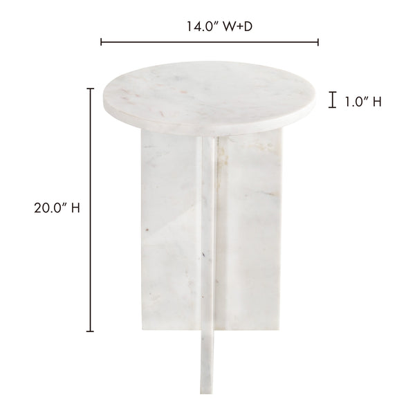 Moe's Home Grace Accent Table - Sculptural Solid Marble Design For Versatile Living Space Style And Calm White Solid Marble Pj-1021-18