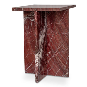 Moe's Home Blair Accent Table - Stunning Marble Design With Unique Veining For Indoor And Outdoor Elegance Red Rosso Levanto Marble Pj-1024-06