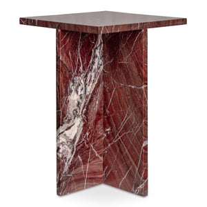 Moe's Home Blair Accent Table - Stunning Marble Design With Unique Veining For Indoor And Outdoor Elegance Red Rosso Levanto Marble Pj-1024-06