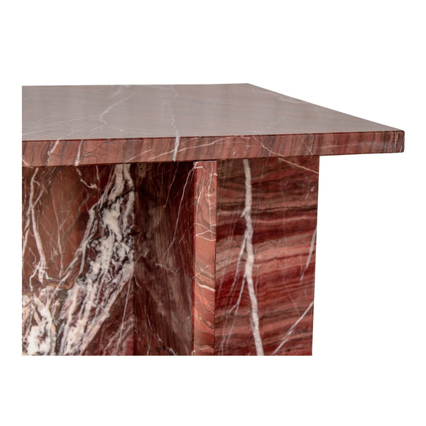 Moe's Home Blair Accent Table - Stunning Marble Design With Unique Veining For Indoor And Outdoor Elegance Red Rosso Levanto Marble Pj-1024-06