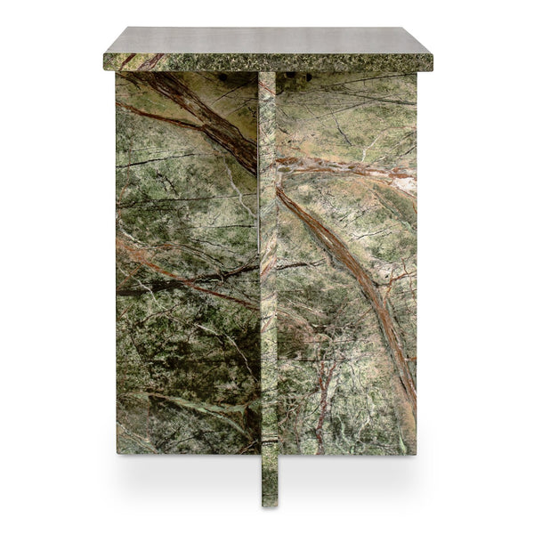 Moe's Home Blair Accent Table - Stunning Marble Design With Unique Veining For Indoor And Outdoor Elegance Green Rainforest Green Marble Pj-1024-27
