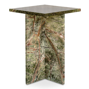 Moe's Home Blair Accent Table - Stunning Marble Design With Unique Veining For Indoor And Outdoor Elegance Green Rainforest Green Marble Pj-1024-27