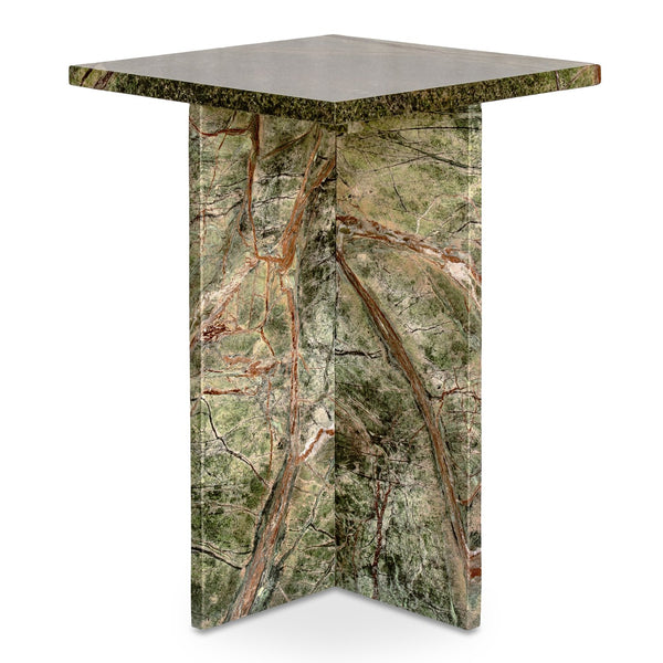 Moe's Home Blair Accent Table - Stunning Marble Design With Unique Veining For Indoor And Outdoor Elegance Green Rainforest Green Marble Pj-1024-27