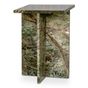 Moe's Home Blair Accent Table - Stunning Marble Design With Unique Veining For Indoor And Outdoor Elegance Green Rainforest Green Marble Pj-1024-27