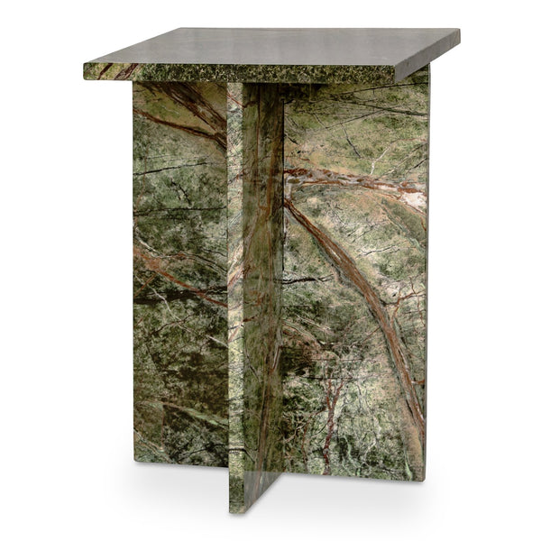 Moe's Home Blair Accent Table - Stunning Marble Design With Unique Veining For Indoor And Outdoor Elegance Green Rainforest Green Marble Pj-1024-27