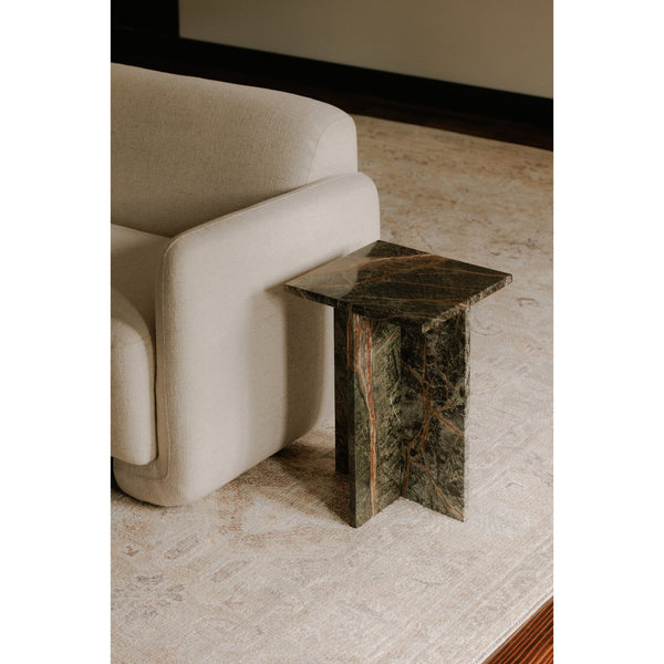 Moe's Home Blair Accent Table - Stunning Marble Design With Unique Veining For Indoor And Outdoor Elegance Green Rainforest Green Marble Pj-1024-27