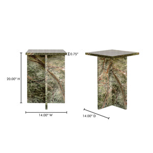 Moe's Home Blair Accent Table - Stunning Marble Design With Unique Veining For Indoor And Outdoor Elegance Green Rainforest Green Marble Pj-1024-27