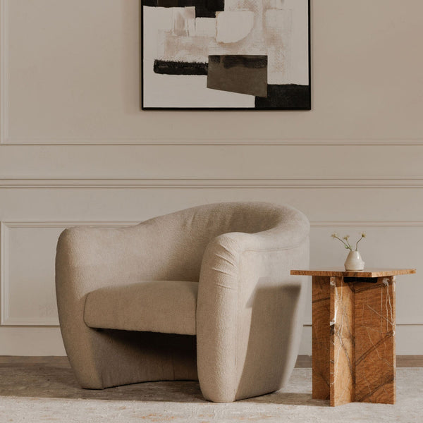 Moe's Home Blair Accent Table - Stunning Marble Design With Unique Veining For Indoor And Outdoor Elegance Gold Golden Forest Marble Pj-1024-32