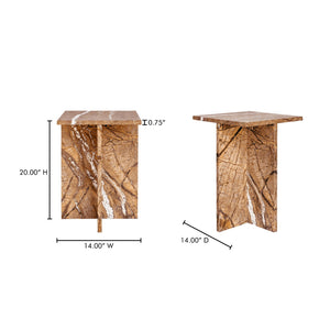 Moe's Home Blair Accent Table - Stunning Marble Design With Unique Veining For Indoor And Outdoor Elegance Gold Golden Forest Marble Pj-1024-32