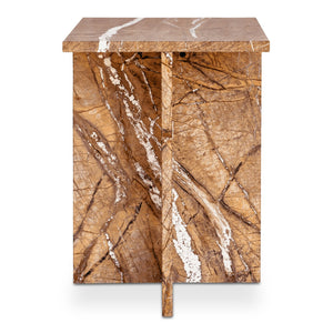 Moe's Home Blair Accent Table - Stunning Marble Design With Unique Veining For Indoor And Outdoor Elegance Gold Golden Forest Marble Pj-1024-32