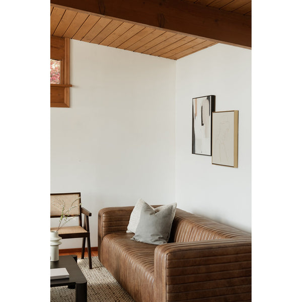 Moe's Home Castle Sofa: Luxurious Top-grain Leather Seating With Spring Support & Sturdy Wood Frame For Comfort Brown Upholstery, Top,Grain Leather,Solid Pine & Plywood Frame Pk-1009-14