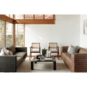 Moe's Home Castle Sofa: Luxurious Top-grain Leather Seating With Spring Support & Sturdy Wood Frame For Comfort Brown Upholstery, Top,Grain Leather,Solid Pine & Plywood Frame Pk-1009-14