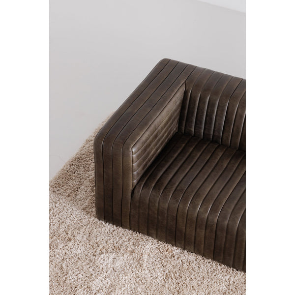 Moe's Home Castle Sofa: Luxurious Top-grain Leather Seating With Spring Support & Sturdy Wood Frame For Comfort Green Upholstery, Top Grain Leather,Plywood Frame Pk-1009-16